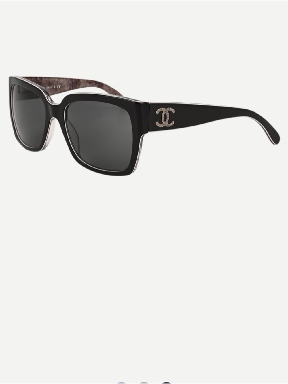 CHANEL Black Square Sunglasses with Silver CC Logo